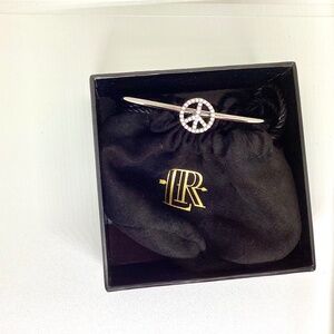 Italian Symbol Peace Cuff Bracelet in Black Rhodium over Sterling Silver -Size L
